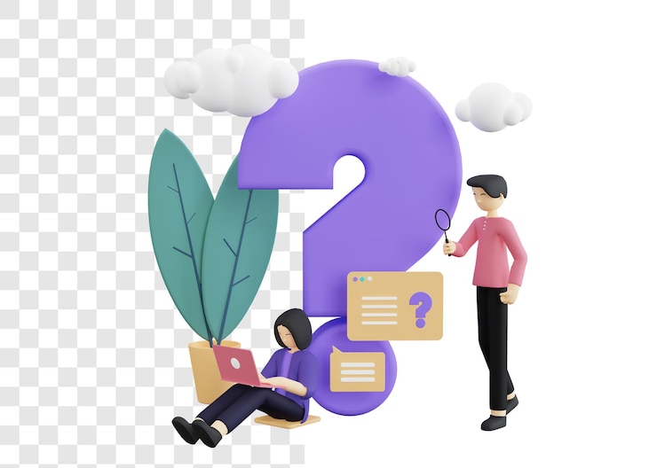 PSD gente de negocios haciendo preguntas concepto ilustración 3d
