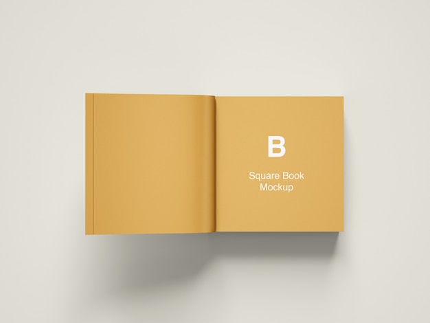 Geöffnete quadratische Buch- oder Zeitschriftenmodellansicht von oben