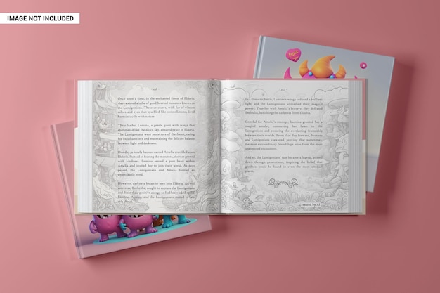 PSD geöffnetes quadratisches hardcover-buchmodell