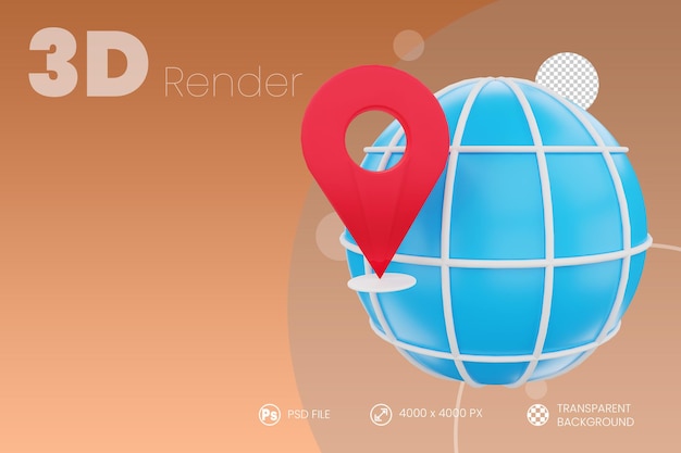 Geografischer Standort 3D-Rendering isolierten Hintergrund