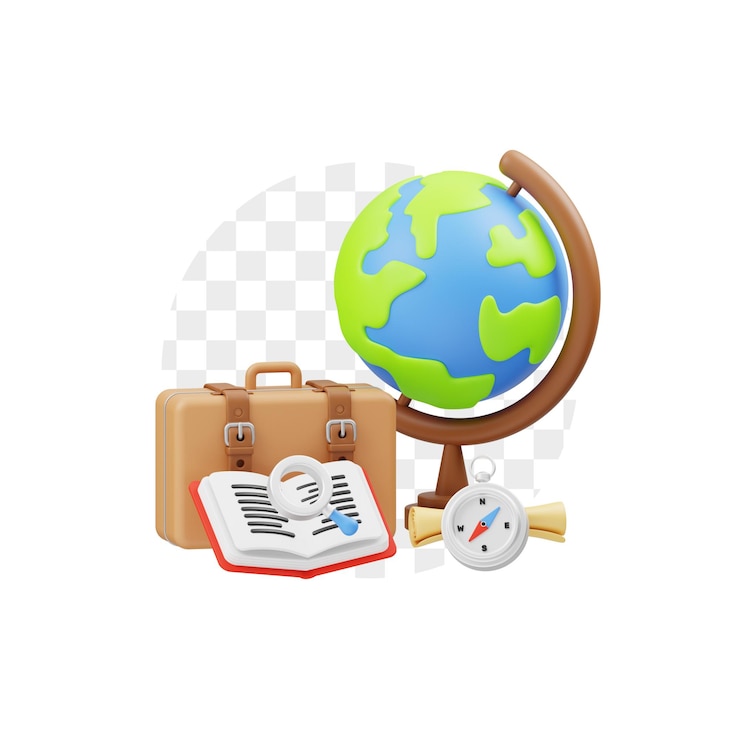 PSD geography education 3d illustration