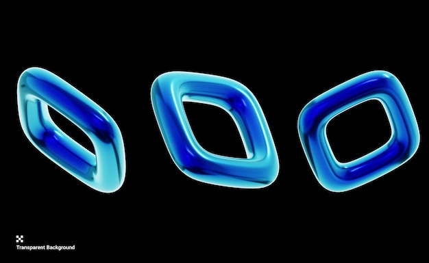 Geometria 3D Y2K con forme quadrate e rotonde