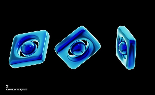 Geometria 3D Y2K con forme quadrate e rotonde
