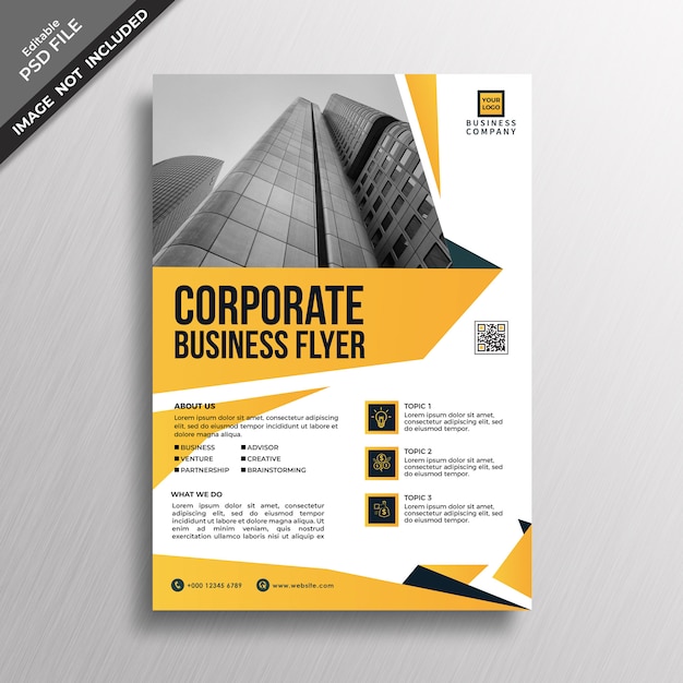 Geometria abstrata amarela design de folheto de negócios corporativos