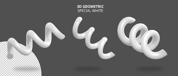 Geometría realista de resorte 3d con color especial blanco