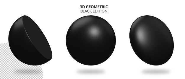 Geometria realistica a mezza palla 3d con edizione di colore nero