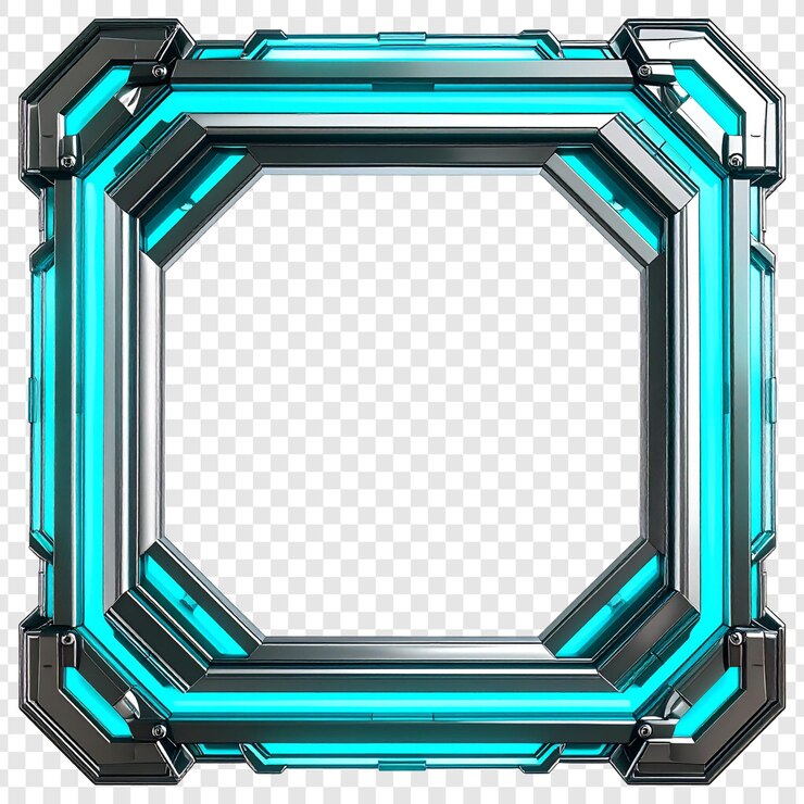 PSD geometric turquoise blue and gray frame design element