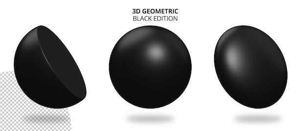 PSD géométrie réaliste demi-boule 3d avec édition de couleur noire