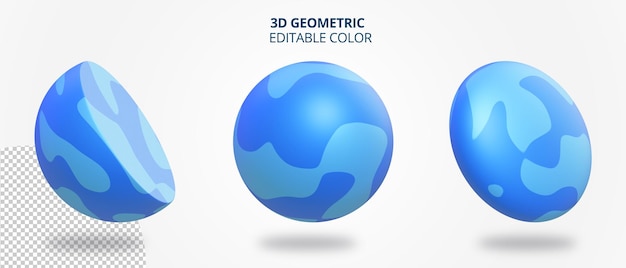 Géométrie réaliste de la demi-boule 3d avec texture bleue