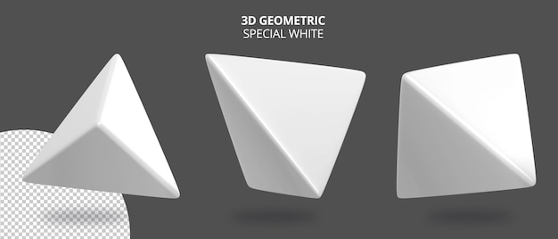 Géométrie réaliste du triangle 3d avec une couleur spéciale blanche