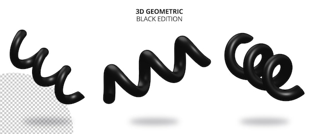 PSD géométrie réaliste de printemps 3d avec édition de couleur noire