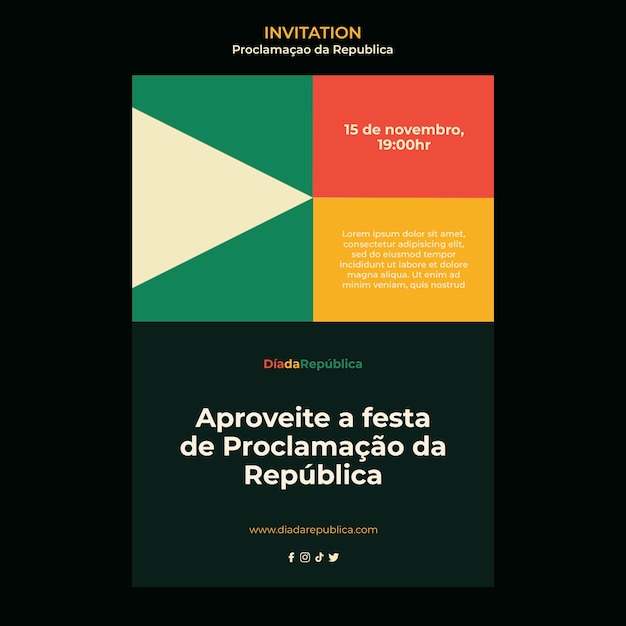 Geometrische Einladungsvorlage für Proclamacao da Republica-Feier