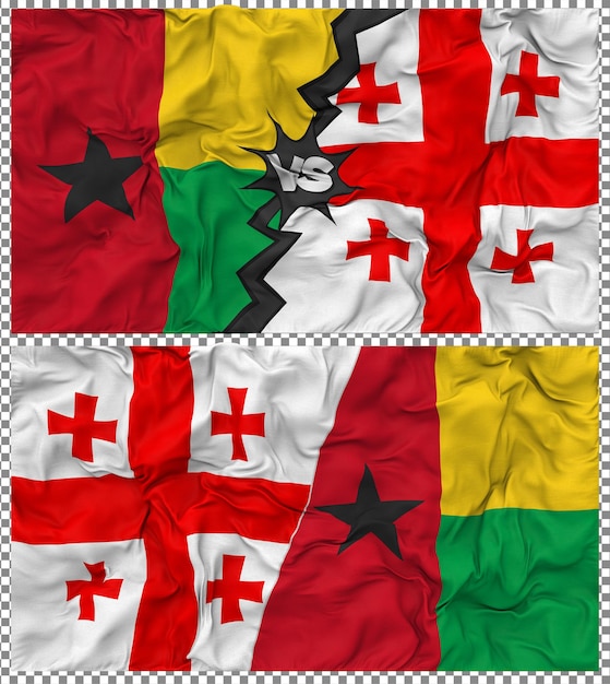 Georgia contra Guinea Bissau Media bandera combinada con textura 3D de la tela de la bandera
