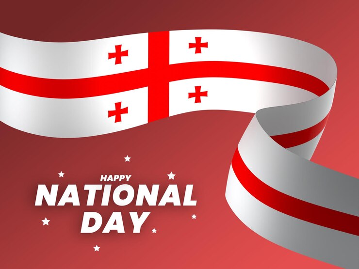 Georgia flag element design national independence day banner ribbon psd