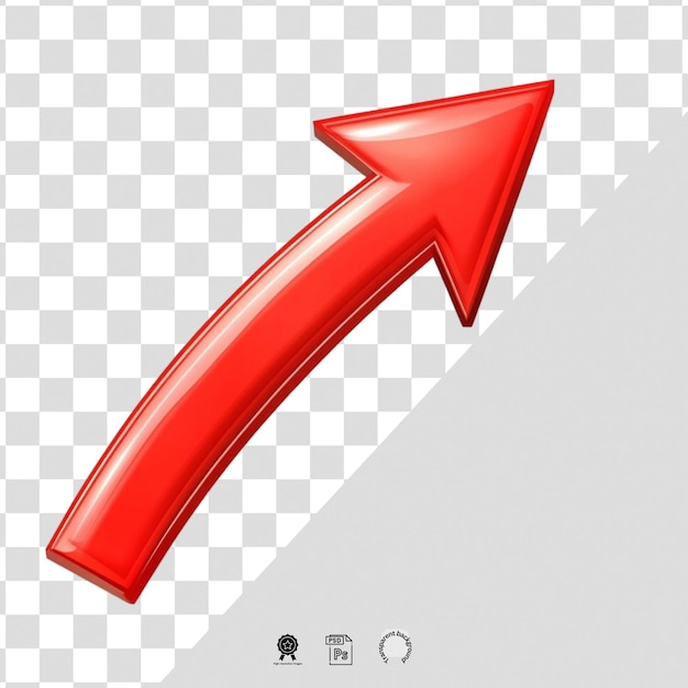 Gerader roter Pfeil, der diagonal nach oben zeigt, ein weißer, transparenter PNG-Hintergrund