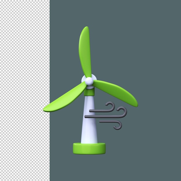 Gerador eólico ícone 3d fonte de energia renovável