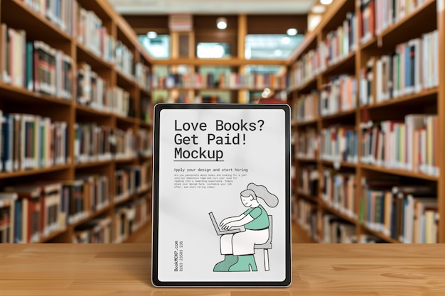 Gerät und Bücher in Bibliotheksmodellen