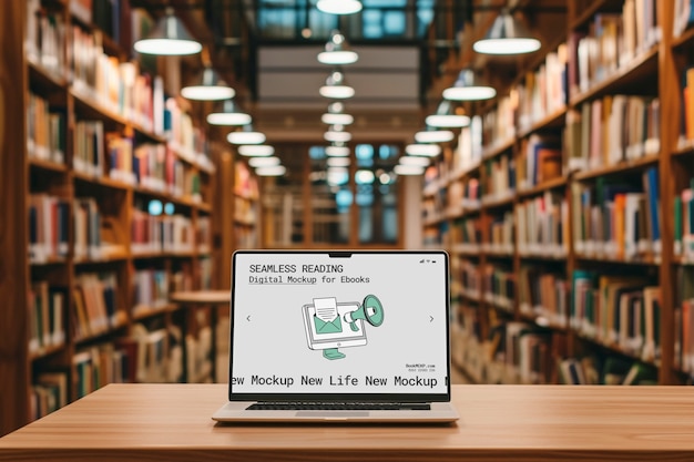 Gerät und Bücher in Bibliotheksmodellen