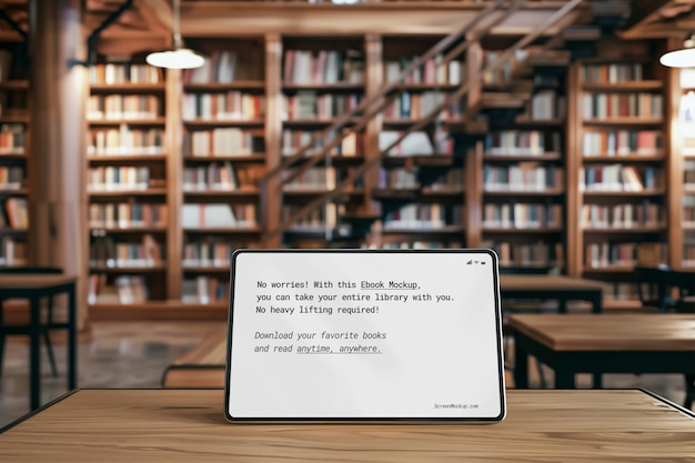 Gerät und Bücher in Bibliotheksmodellen