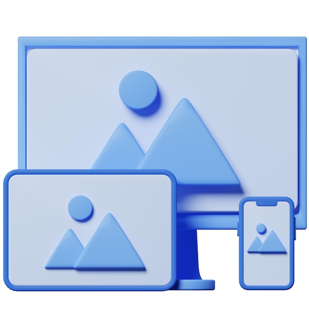 Geräte-responsive Bildschirm-Schnittstelle Kreatives Design Grafik 3D