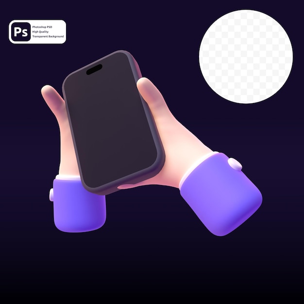 PSD gerätetelefon in 3d-rendering für grafische asset-webpräsentationen oder andere