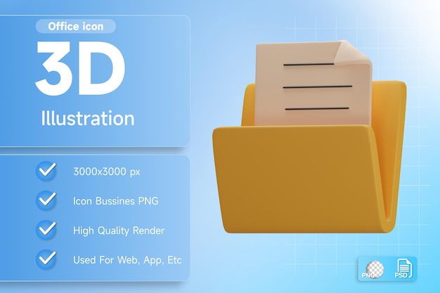 Gerenciador de arquivos de documentos de escritório de ilustração 3d
