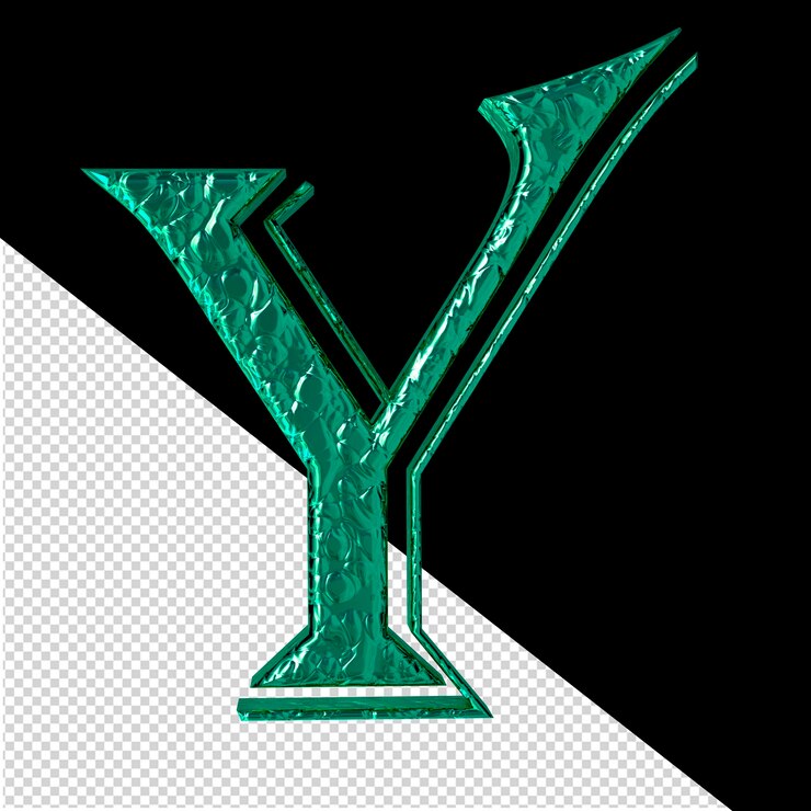 PSD geriffelter türkisfarbener 3d-symbol-vorderansichtsbuchstabe y