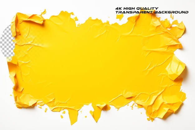 Gerissenes gelbes papier mit hochwertigen fotorealistischen details auf durchsichtigem hintergrund