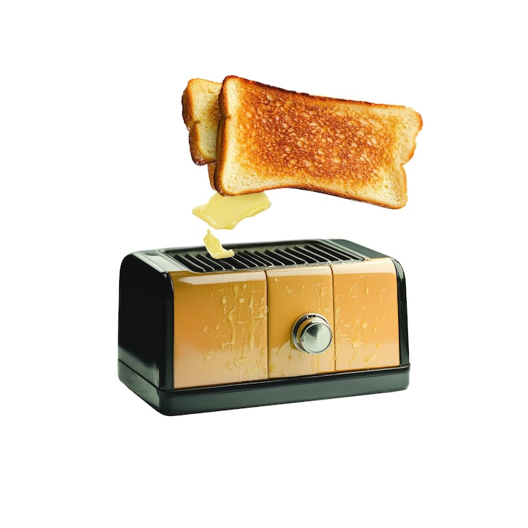 PSD geröstetes brot, das mit butter aus dem toaster springt