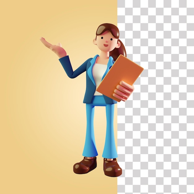 Geschäftsfrau, die Illustration des Tablets 3d hält
