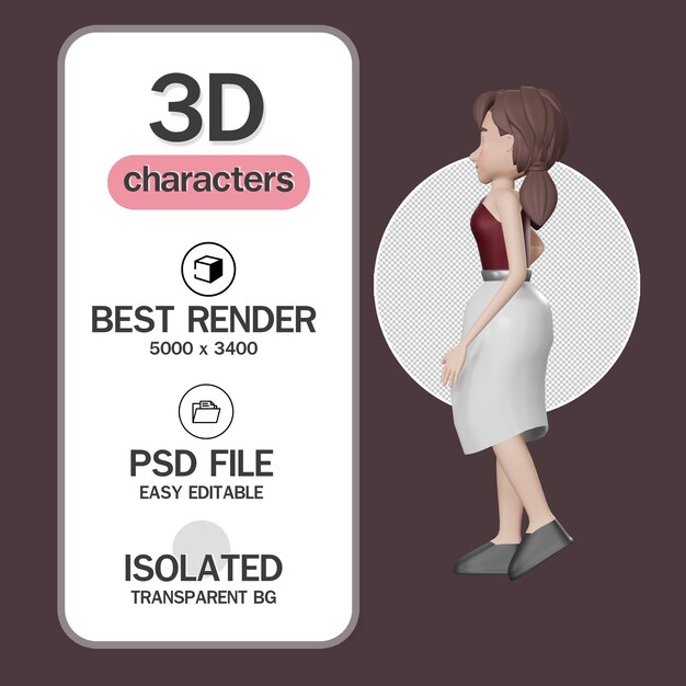 Geschäftsfrau und eine sekretärin eine reihe von zeichen isoliert auf weißem hintergrund 3d-rendering