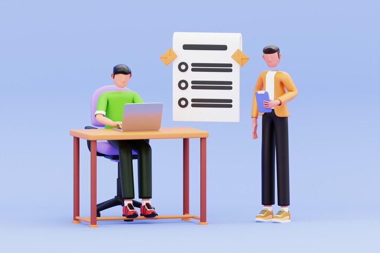 PSD geschäftsleute sprechen über aufgaben 3d-illustration