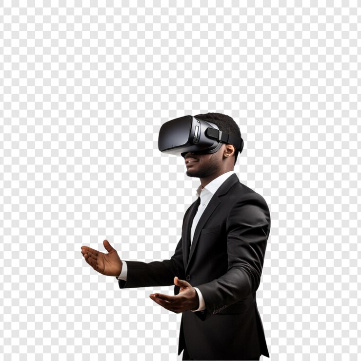 PSD geschäftsmann erlebt immersive virtual-reality-headset-technologie