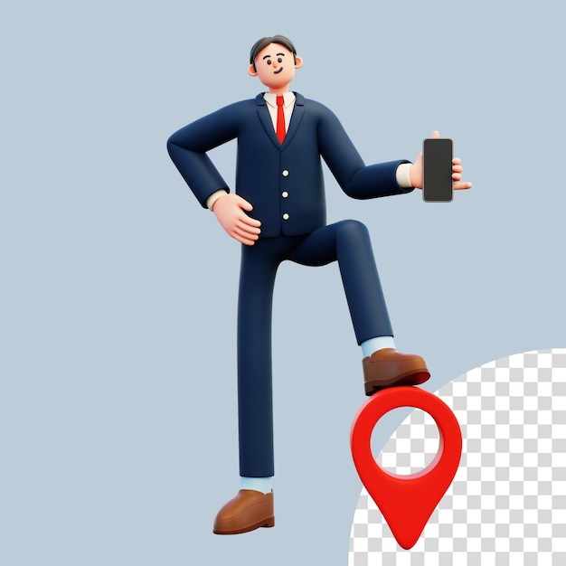 Geschäftsmann hält die Position der Telefon-PIN fest