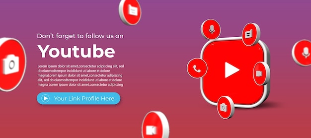 Geschäftsseite Youtube mit 3D-Rendering für Facebook-Cover-Vorlage