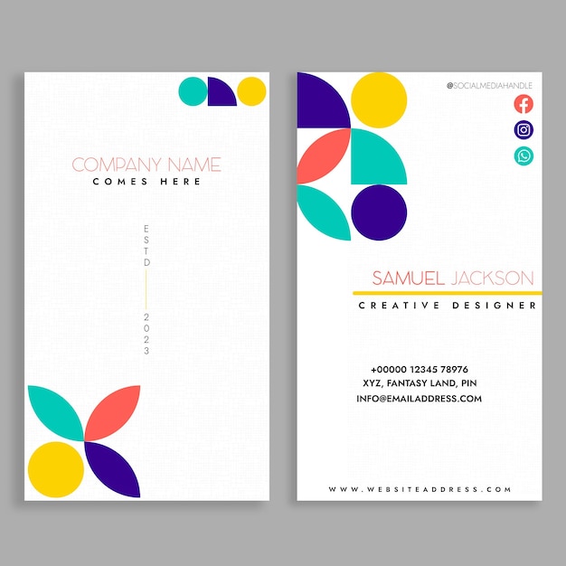 Geschäftsvisitenkarte im minimalistischen Design mit einfacher Hintergrundtextur und farbenfrohem abstraktem Design