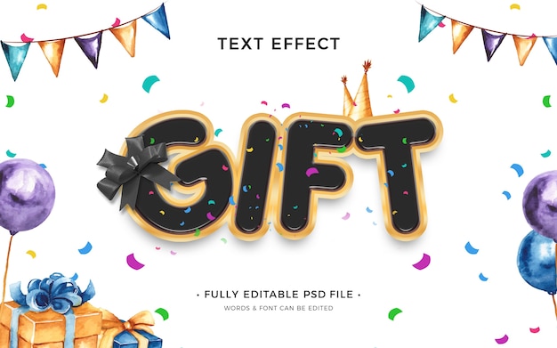 Geschenk-Text-Effekt-Design