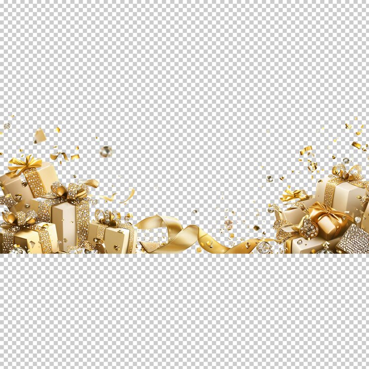 PSD geschenkbogen, bänder, banner, etiketten, form, gold, partybänder, funkelnde, durchsichtige hintergrund