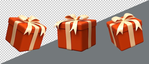 PSD geschenkboxen 3d rote geschenkbox mit goldenem band und schleife