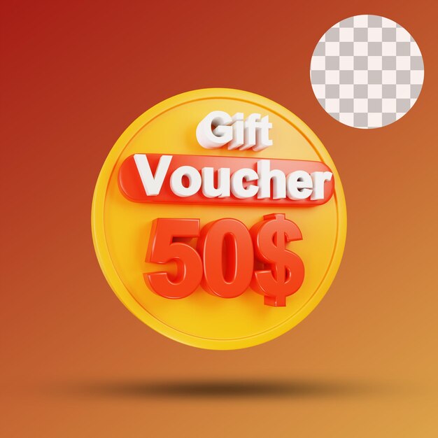 Geschenkgutschein 50 Dollar 3D-Rendering