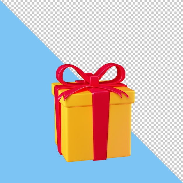 Geschlossene gelbe Geschenkbox zum Geburtstag oder Valentinstag, 3D-Rendering.