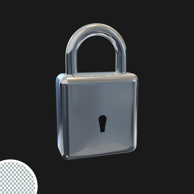 Geschlossenes Vorhängeschloss 3d-Renderillustration isoliertes Symbol für Netzwerk-Internet-Datensicherheit