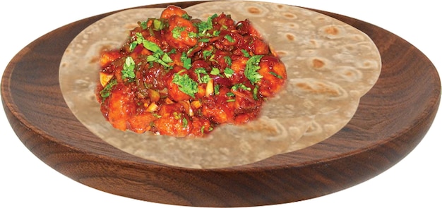 Geschmackvolle indische Roti- und Hühnerkomposition