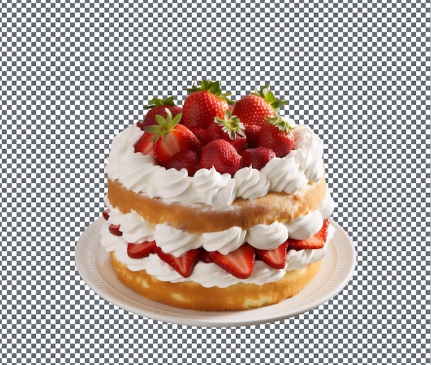 Geschmackvoller Dessert Erdbeer-Shortcake, isoliert auf durchsichtigem Hintergrund