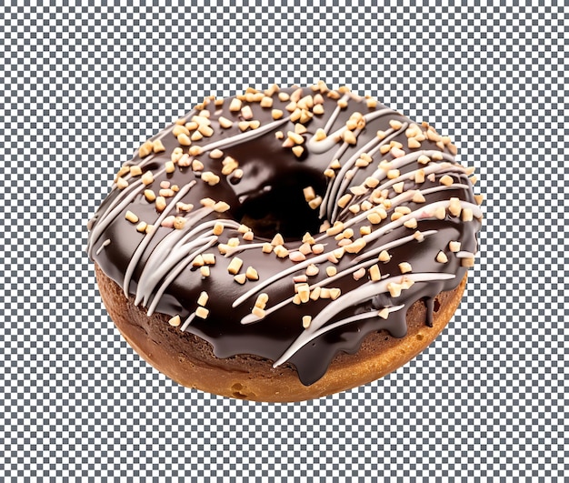 Geschmackvoller Espresso-Brownie-Donut, isoliert auf durchsichtigem Hintergrund