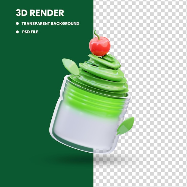 Geschmolzenes Matcha-Dalgona-Getränk 3D-Illustration 3D-Rendering