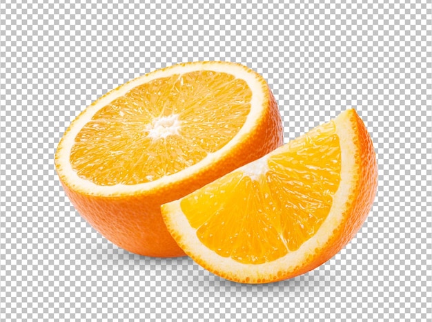 Geschnittene Orange isoliert auf Alpha-Schicht