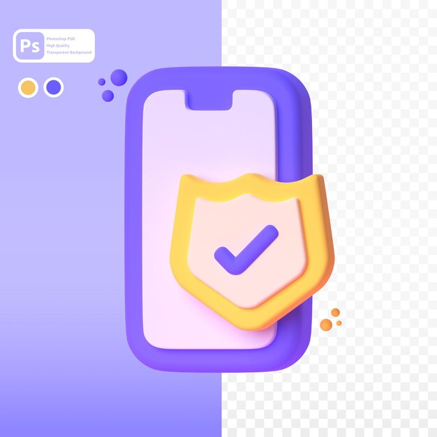 Geschütztes Telefon in 3D-Render für grafische Asset-Webpräsentationen oder andere