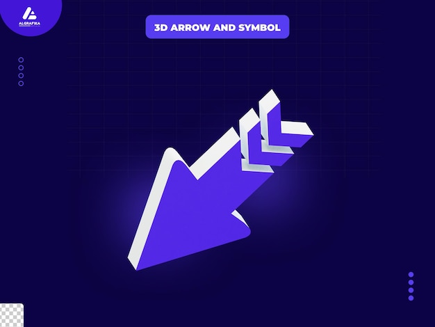 Geschwindigkeitspfeil unten links 3D-Symbol