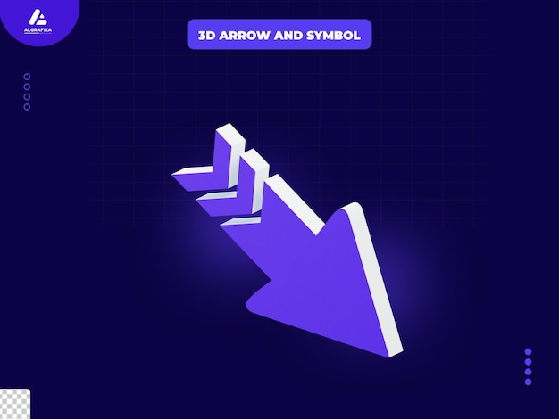 Geschwindigkeitspfeil unten rechts 3D-Symbol